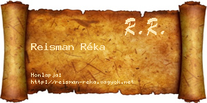 Reisman Réka névjegykártya